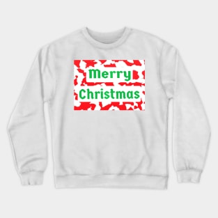 Merry Christmas Red and White Peppermint Candy Cane with Green Letters Crewneck Sweatshirt